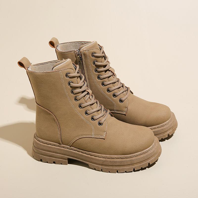 Women's Fashion Boots Retro Leather Ankle Boots Women Luxury Soft Sole Short Boots New Platform Non-slip Round Toe