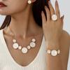 Jewelry Niche Design Sense Irregular Round Dripping Oil White Bracelet Necklace Stud Earrings Ring Set