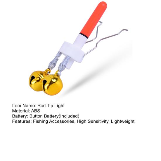 Светильник для удочки с двумя колокольчиками, светодиодный сигнализатор поклевки, ночной световой сигнализатор для удочки, датчик поклевки, рыболовные принадлежности