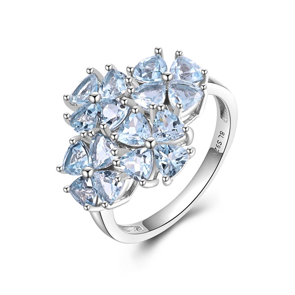 Новинка 2023 года, комплект ювелирных украшений с натуральным небесно-голубым топазом, большие серьги, кольца для женщин, хороший подарок