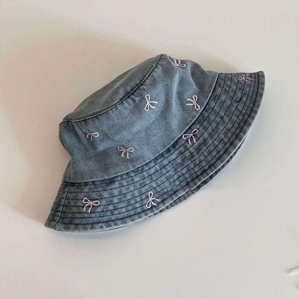 Шляпа-ведро Y2K из денима с большими полями, солнцезащитный козырек, закрывающий раковину, шляпа ковбоя-рыбака с бантом для женщин