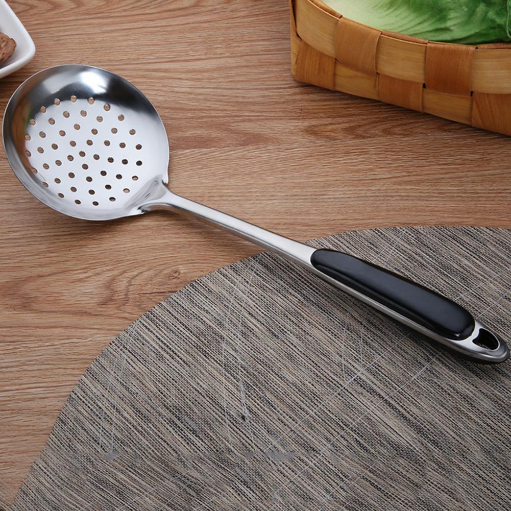 304 Stainless Steel Soup Spoon Colander with Thickened Handle Serving Ladle Flower Leakage Hole Tableware Kitchen Cooking Tool