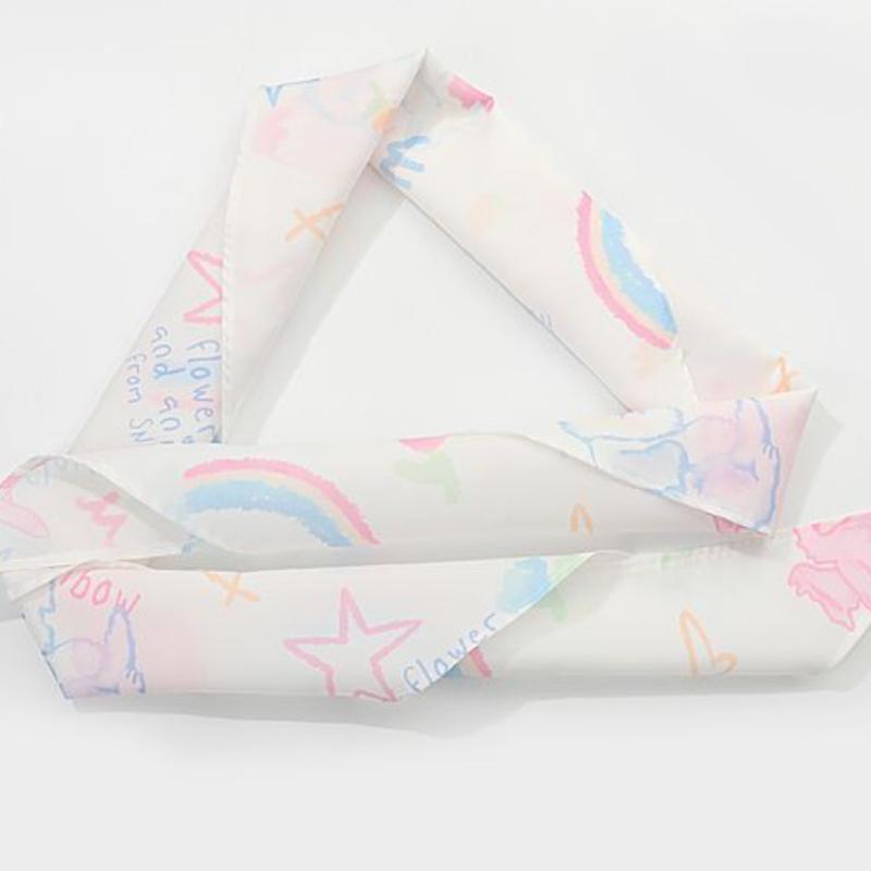 Rainbow Headscarf Dopamine Girls Wear Scarf Aesthetic Accessories Triangular Headscarf Graffiti Printed Scarves Sweet Cool Scarf