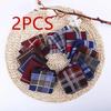 2 Pcs Multicolor Stripe Set Square,Cotton Handkerchief 38 * 38 Cm Men Classic Plaid Pattern Pocket