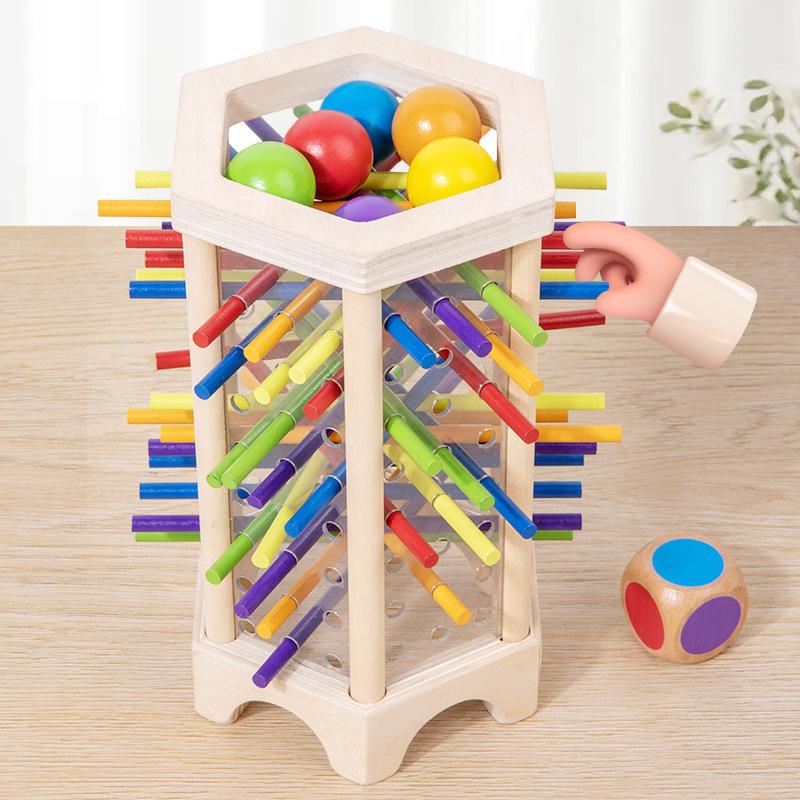 Montessori Wooden Pegging & Throwing Game: Color Recognition & Parent-Child Interaction Toy