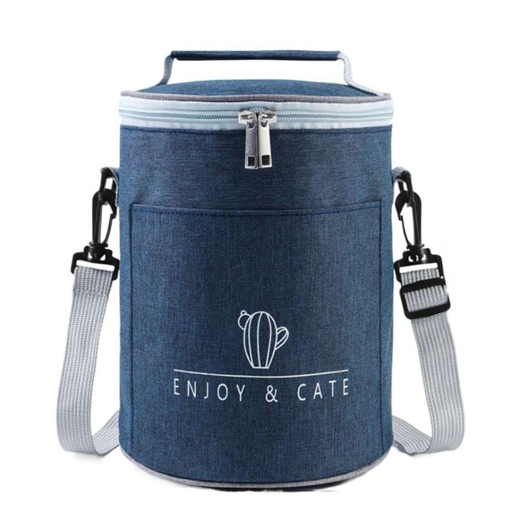Oxford Cylinder Insulated Lunch Box Bag Aluminum Foil Thermal Bag with Rice at Work