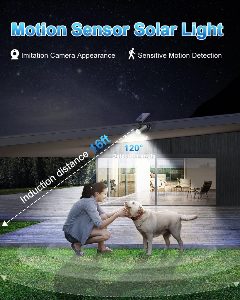 JIAXIZ Солнечная Безопасность Солнечный Уличный Датчик Движения Муляж Солнечный IP66 Водонепроницаемый для Освещения и Защиты Гаража Свет, Датчик, Камера, Сад, Патио,