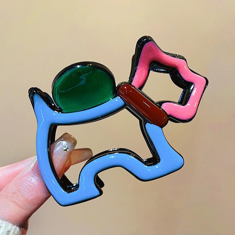 Contrasting Lines Puppy Hairpins Women's High-end Sense Cute Shark Clips Fashion Hair Accessories