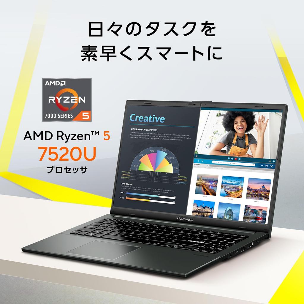 Asus Ноутбук Vivobook Go 15 E1504FA Тип AMD Ryzen 5 7520U Память 16 ГБ SSD 512 ГБ MS Office 2021 Windows 11 Время работы от аккумулятора, часов Вес 6E Смешанный черный 15,6