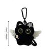 Wings Black Cat Plush Doll Keychain Star Car Key Ring New Doll Bag Pendant  School Bag Decoration