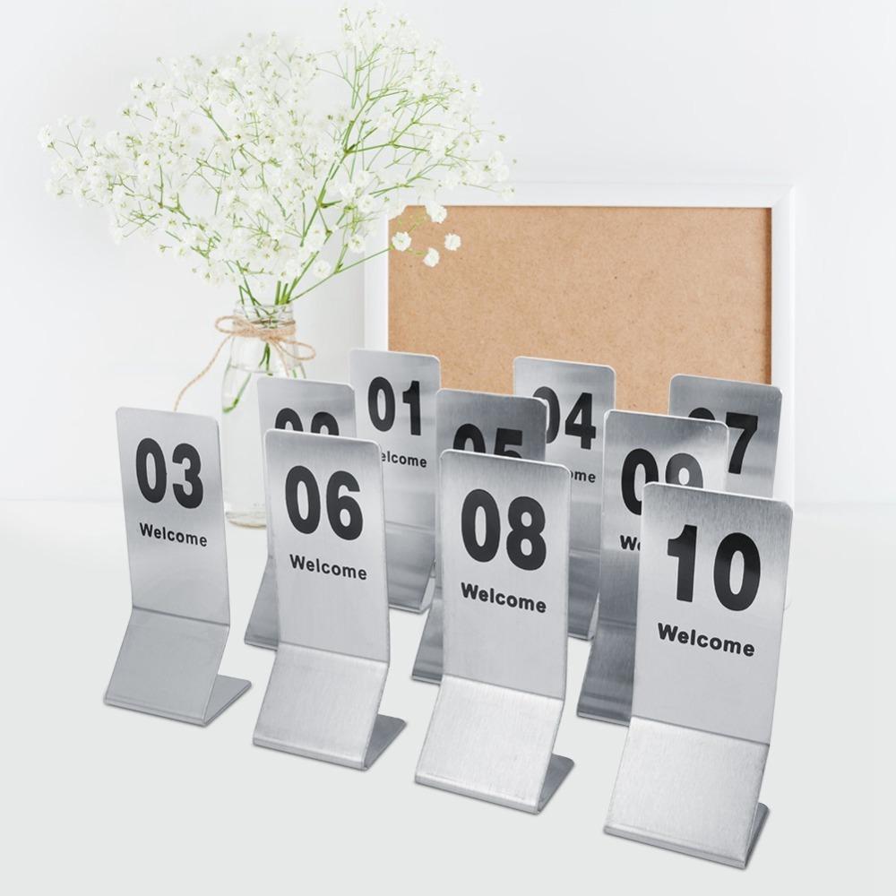 10pcs Double Sided Table Number Props Silver Table Cards Reusable Table Number Signs Cafes