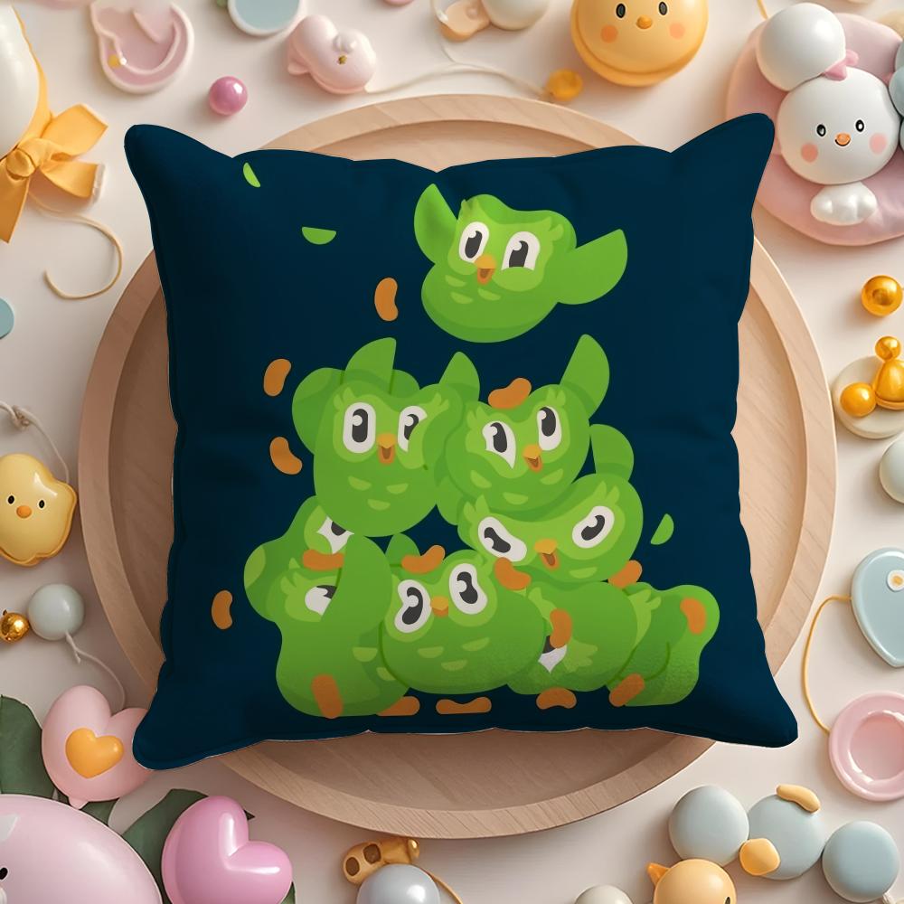 Cute Cartoon DDuolingos Pillow Case Soft Plush Fabric DoubleSided Printed Cushion Cover Warm Winter Sofa Pillow Case