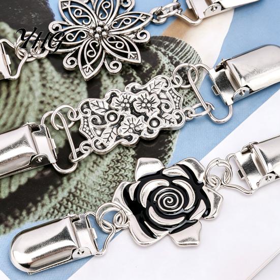 Elegant Sweater Brooches 4Pcs Vintage Clips for Women Girls, Retro Floral Cardigan Clips, Scarf Clasps Shawl Pins Scarves Clip, Waist Cincher