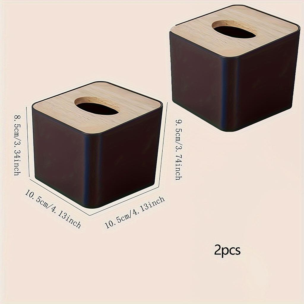 1pc/2pcs-Nordic Style Plastic Tissue Box with Wooden Cover - Paper Box for Restaurants and Rooms - Tissue Storage