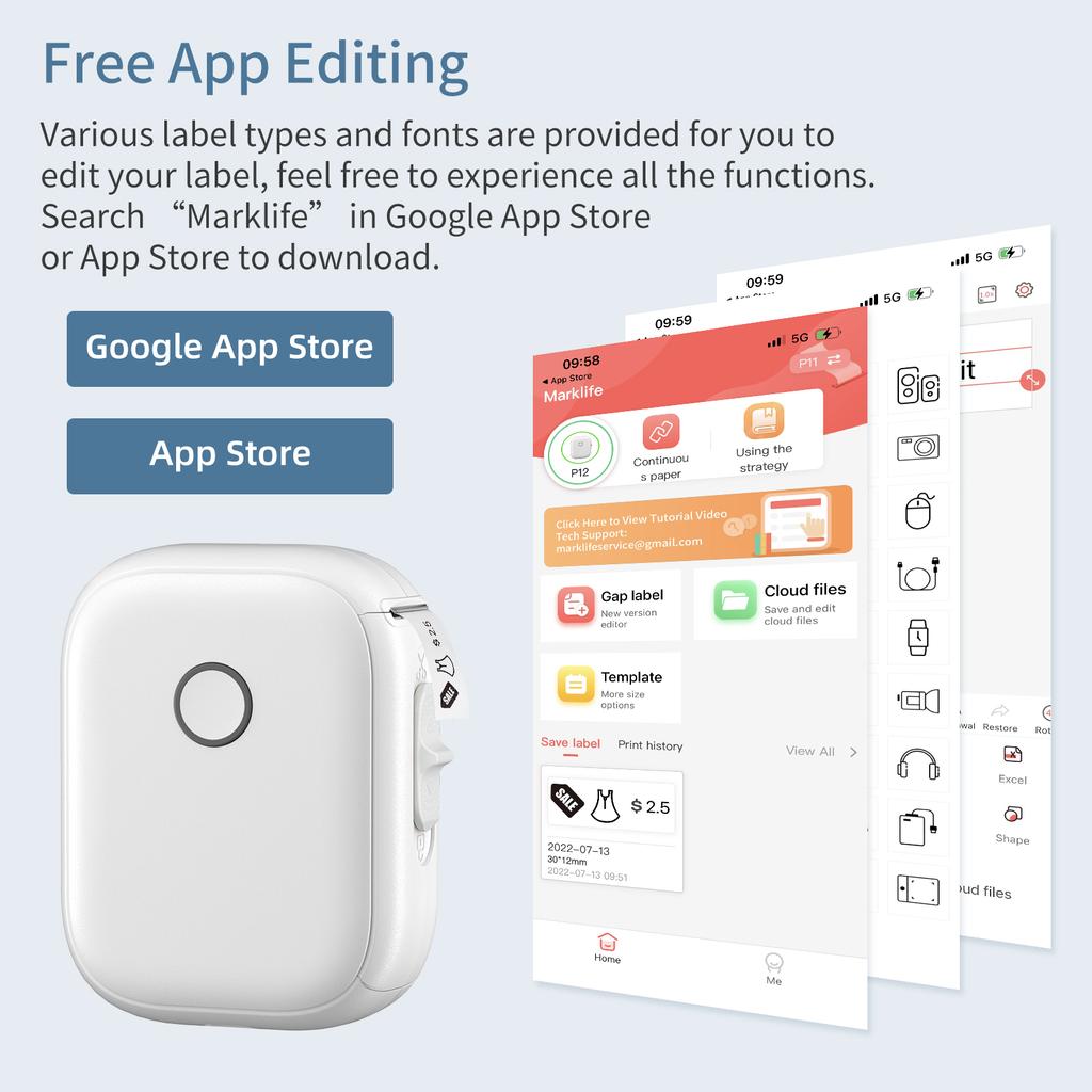 Mini Label Maker Machine Pocket Labeler Sticker Thermal Printer for Organizing Adhesive Tag DIY