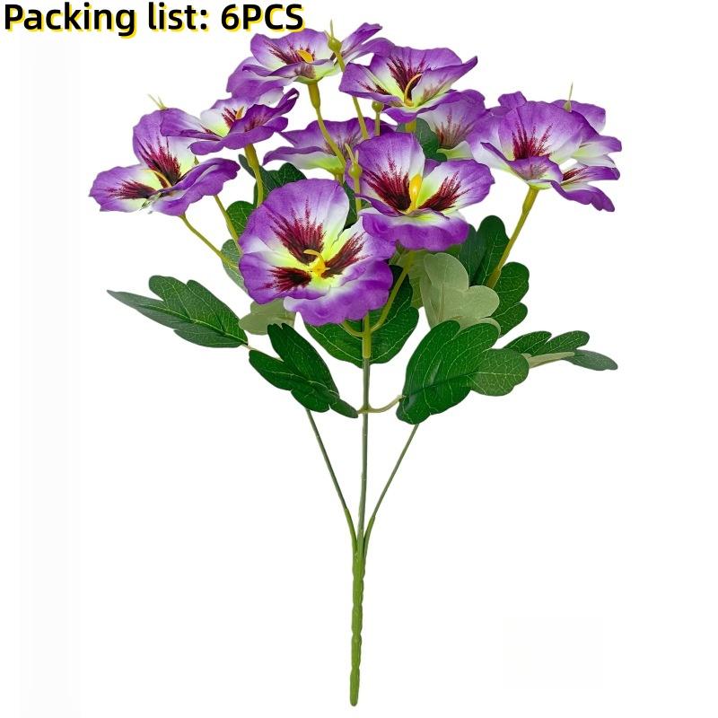 6 шт. Искусственные цветы анютины глазки Многоцветные Реалистичные Шелковые Искусственные Цветы для Патио Сада Веранды Свадьбы Весеннего Внутреннего Наружного Декора