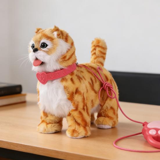 Электрическая плюшевая игрушка для питомца с движением облизывания языка, реалистичными звуками, интерактивная ходячая собака/кошка, плюшевая игрушка с поводком, обучающая интерактивная игрушка