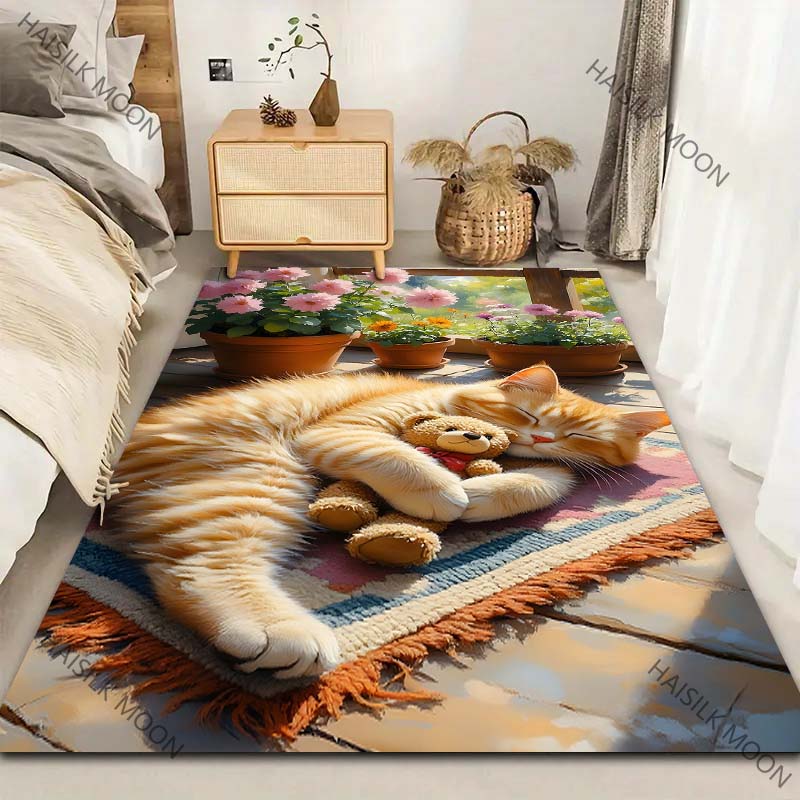 Ковер с рисунком озорного котенка для гостиной, спальни, дивана, домашнего декора, нескользящий коврик для пола, большого размера, роскошный ковер в качестве подарка