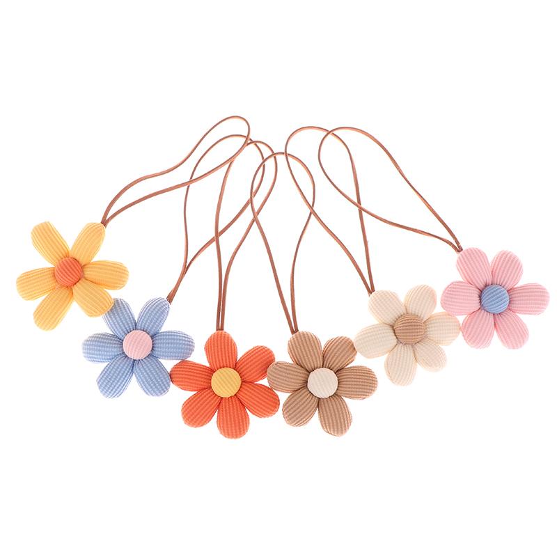 3D Color Six-Petal Flower Name Sticker Pendant Fabric Flower Doll Anti-Lost Lanyard Luggage Tag Charm Keychain Bag Decor Toys