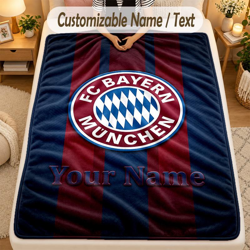 Flannel BlanketBayern Munich Custom Name Text Personalized Soft Warm Throw Blanket Home Decor Gift
