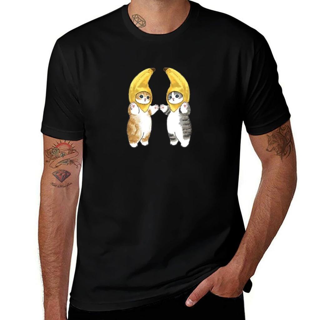 Mofusand Banana Duo Tshirt Classic Crew Neck Cotton Tshirt