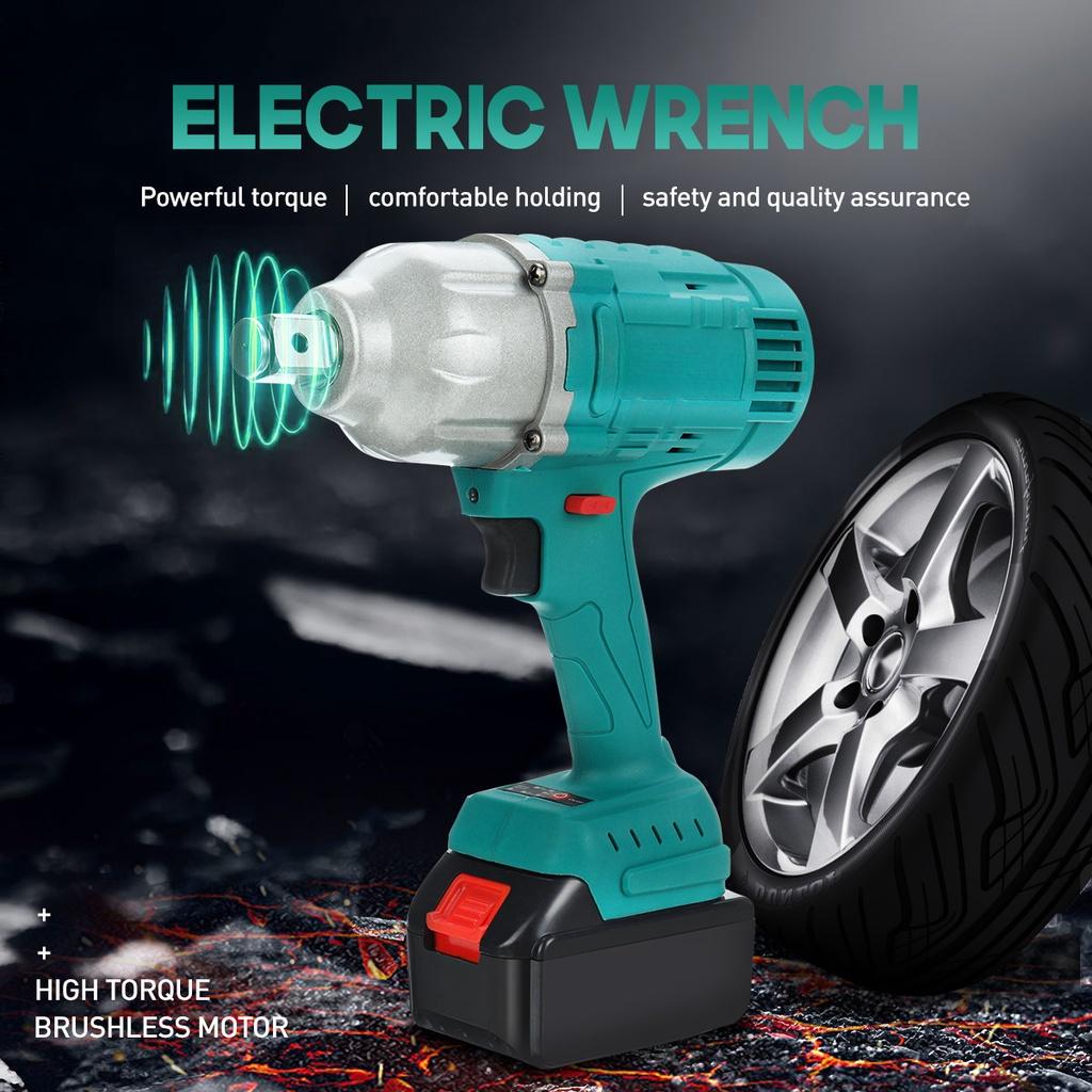 588В 1900Н.м Высокий Крутящий Момент Бесщеточный Электрический Ударный Гайковерт 3/4"/1/2" Головка Гаечного Ключа Гайковерт для Автомобильных Шин Аккумуляторный Инструмент-Драйвер синий
