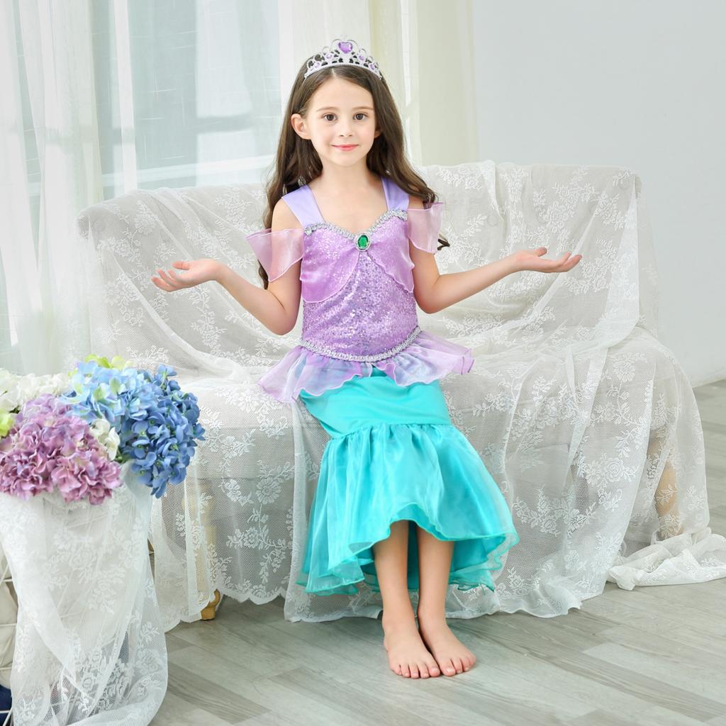 Костюм Русалочки для девочек, детское платье принцессы для девочек на день рождения, Хэллоуин, детская летняя праздничная одежда для карнавала, От 3 до 10 лет