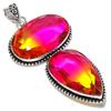 Bi-Color Tourmaline Gemstone Handmade 925 Sterling Silver Pendant 3.62" d1V08