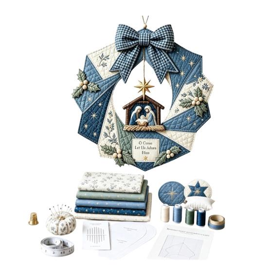Unique Holiday Gift for Teachers Christmas Fabric Wreath DIY Kit, Patchwork Beginner-Friendly Handmade Craft Garland Materials Decoration