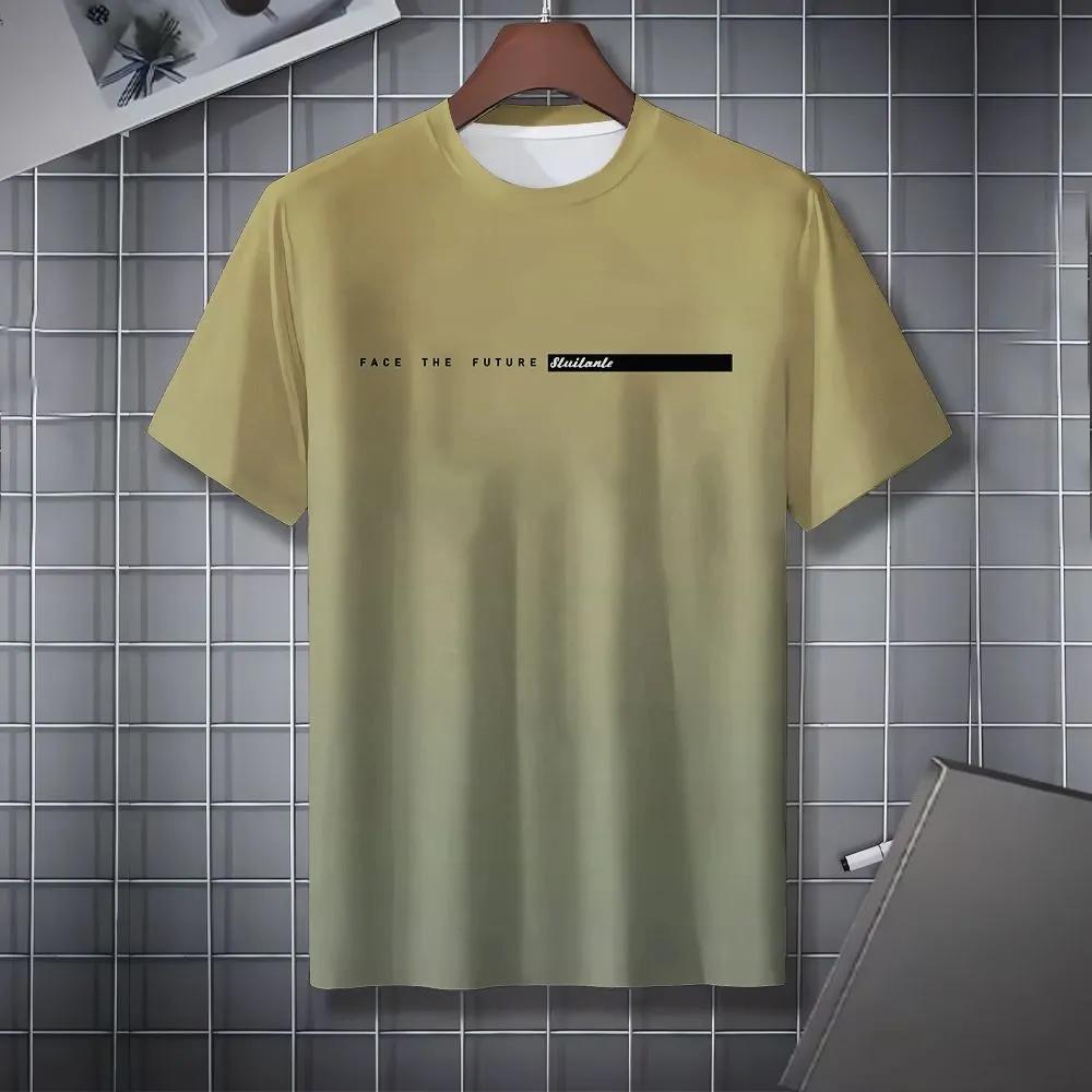 Short Sleeve Letters Stripe Print T-Shirt Casual Weekend Wear Crew Neck Men and Teens Vacation Resorts Spring/Summer/Fall