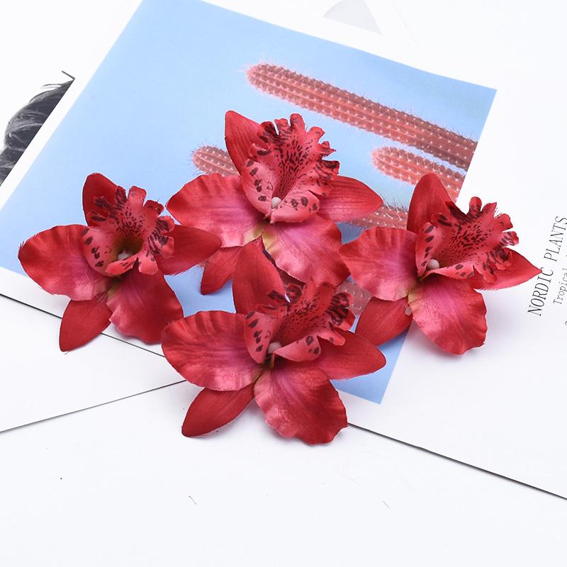 10/20pcs Artificial Flower Plants Butterfly Orchid Flowers Wall Wedding Home Room Decor Bridal Accessories Clearance Wreath prop
