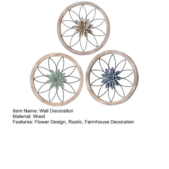 3 шт. Декор для стен в фермерском доме, деревянные деревенские цветочные украшения, настенное художественное украшение для гостиной, спальни, столовой
