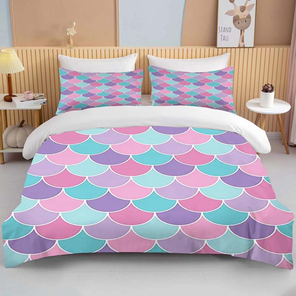 Fantasy Fish Scale Art Print Bedding Set Duvet Cover 1 Duvet Cover 2 Pillowcases Adult And Children Bedding Set Luxury Gril Gift