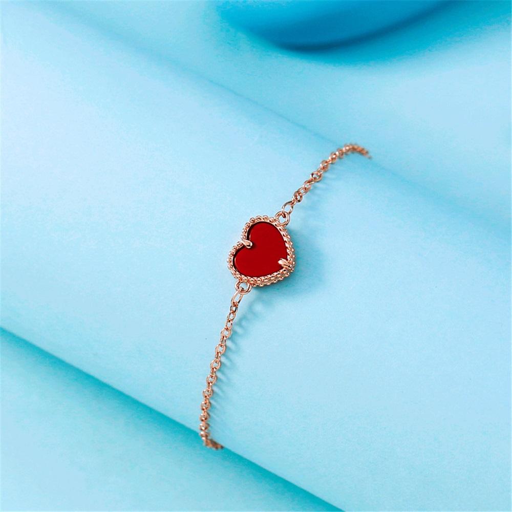 Creative Pattern Hollow Heart New Red Agate Bracelet Copper Plated Rose Gold Simple And Versatile Accessories