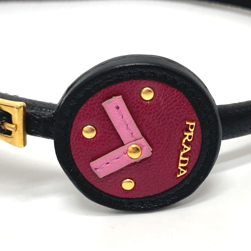 PRADA 7WN Witch motif Hair accessory Hair Band Leather Black/GoldHardware