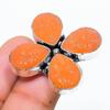 Natural Orange Carnelian Gemstone 925 Sterling Silver Ring Size Adjustable C9v04