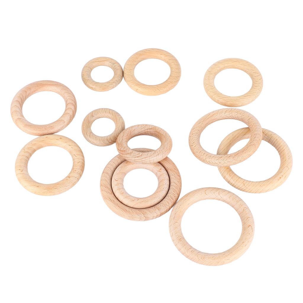 12Pcs Wooden Rings 6 Different Sizes Natural Wood Rings Unfinished Wooden Rings for Crafts Macrame Jewelry Making