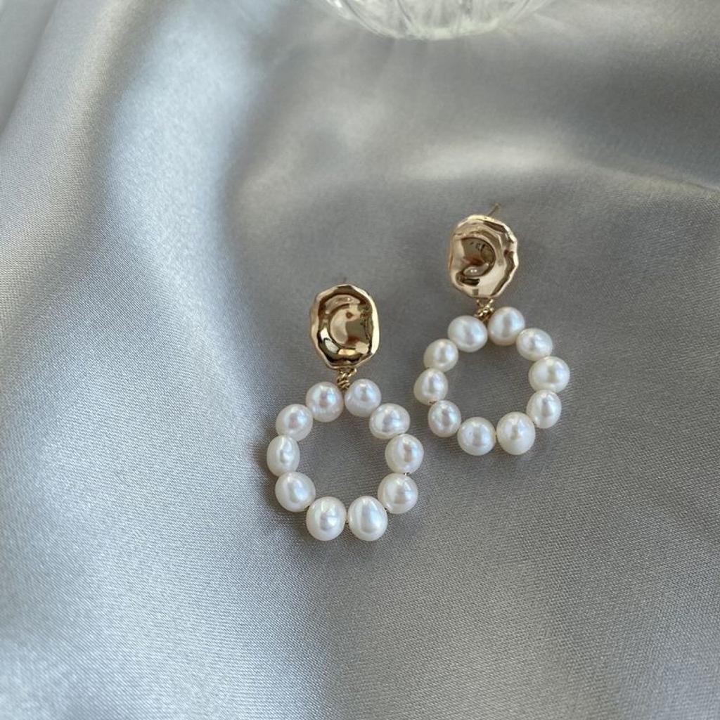 Нишевые серьги-пусеты барокко весна лето ретро натуральный жемчуг пресноводный серьги серебряная игла модный тренд