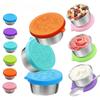Salad Dressing Container With 1.35oz/40ml Reusable Stainless Steel Cup And Leakproof Silicone Lids For Lunch Box and Picnic