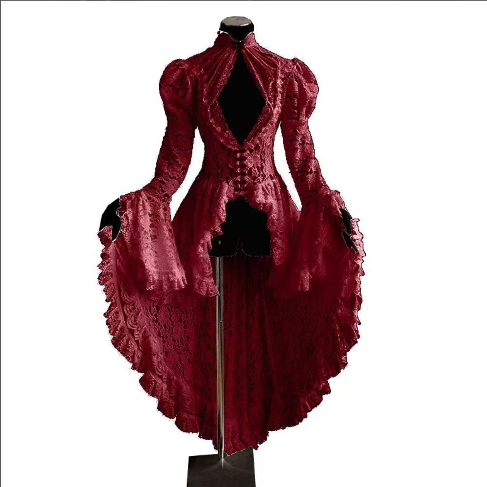 Lace Gothic Dress Floral Lace Cosplay Dress Maxi Dress Renaissance Dress Vintage