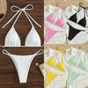 2025 European & American Sexy High Waist Solid Color Beach Bikini Swimsuit for Women