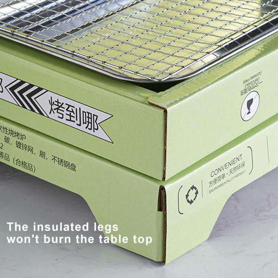 Одноразовый гриль для барбекю, угольный гриль, высокая стабильность, нескользящая, равномерная теплопроводность, простая установка, портативный гриль