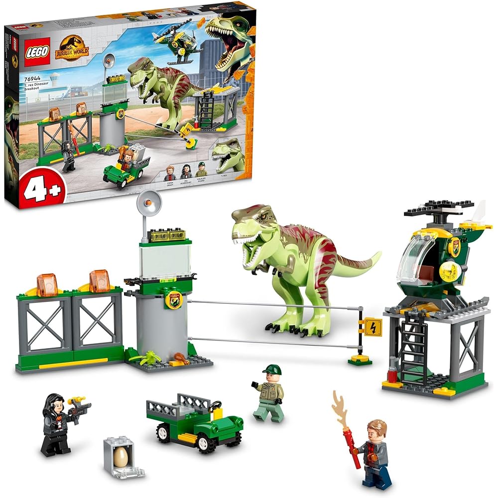Конструктор LEGO Jurassic World Побег Тираннозавра для детей от 4 до 6 лет, Развивающие кубики, Тема: Динозавры