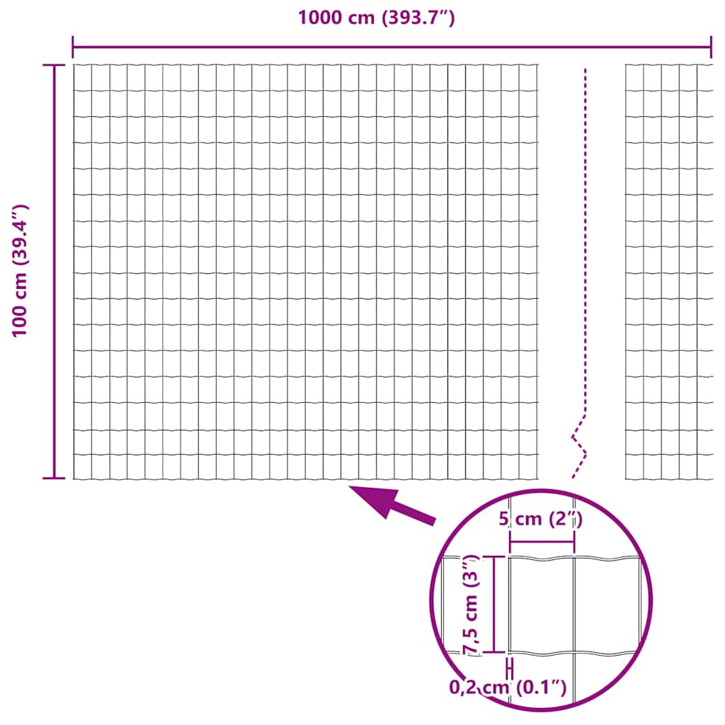 Welded Wire Fence 10 x 1 m (W x H) PVC Coated Steel
