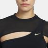 Nike Pro Solid Logo Wrap Round Neck Cropped Top Women Tops Black FB5683-010