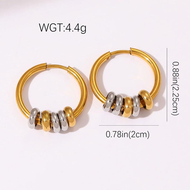 Stainless Steel Beades Hoop Earrings for Women Gold Silver Color Splicing Creative Hip Hop Punk Non-Fading Party Jewelry Gifts