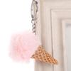 Fluffy Ice Cream Pompom Ball Charm Key Ring Holder Keychain Car Bag Pendant