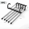 5 In 1 Magic Trouser Rack Hangers Stainless Steel Folding Pant Rack Tie Hanger Shelves Bedroom Closet Organizer Wardrobe Storage