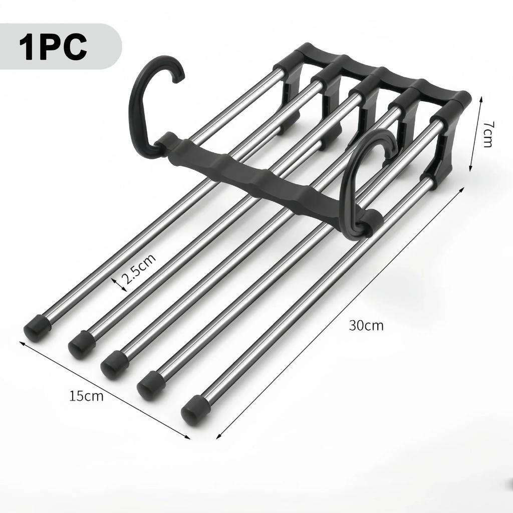 5 In 1 Magic Trouser Rack Hangers Stainless Steel Folding Pant Rack Tie Hanger Shelves Bedroom Closet Organizer Wardrobe Storage