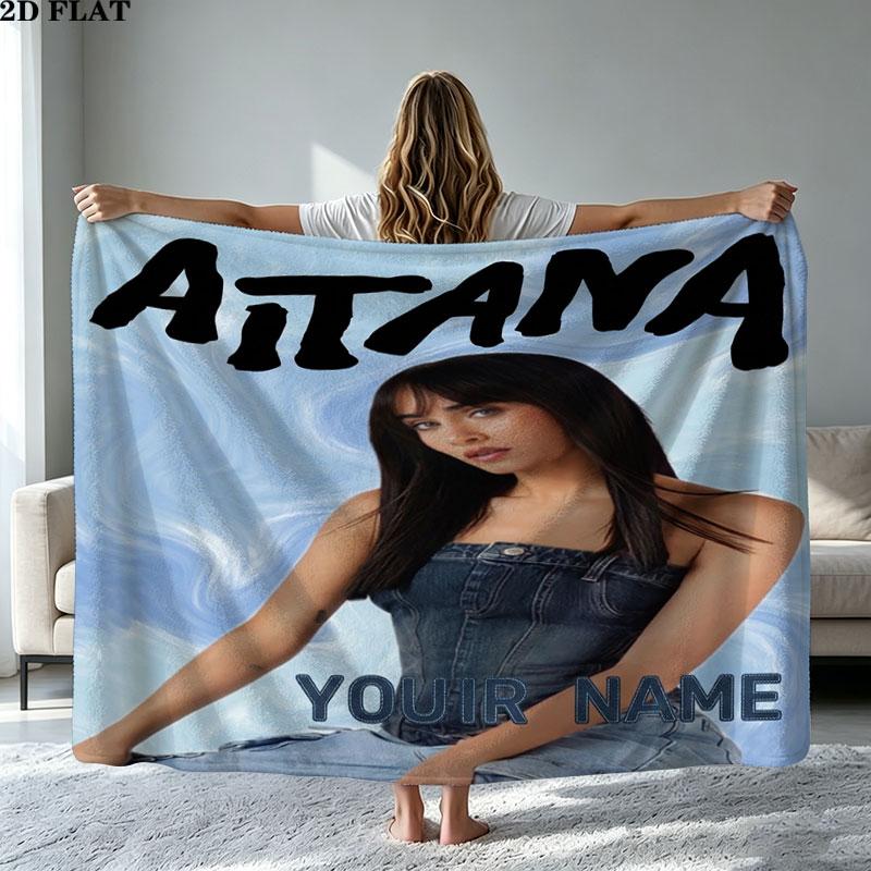 1PC Aitana Custom Name Patterned Flannel Blanket Suitable For All Seasons for Home Decor Warmth and Comfort Gifts Holiday Present